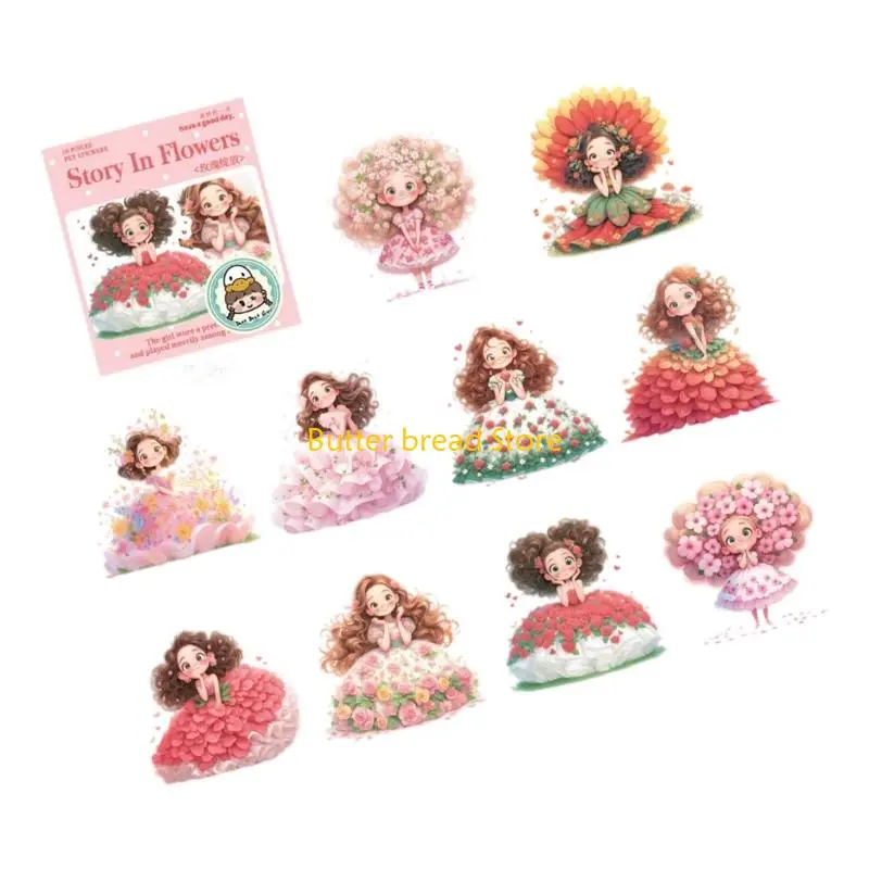 W89C Landscape Sticker Cartoon Girl Sticker Decorative Sticker Journal Sticker