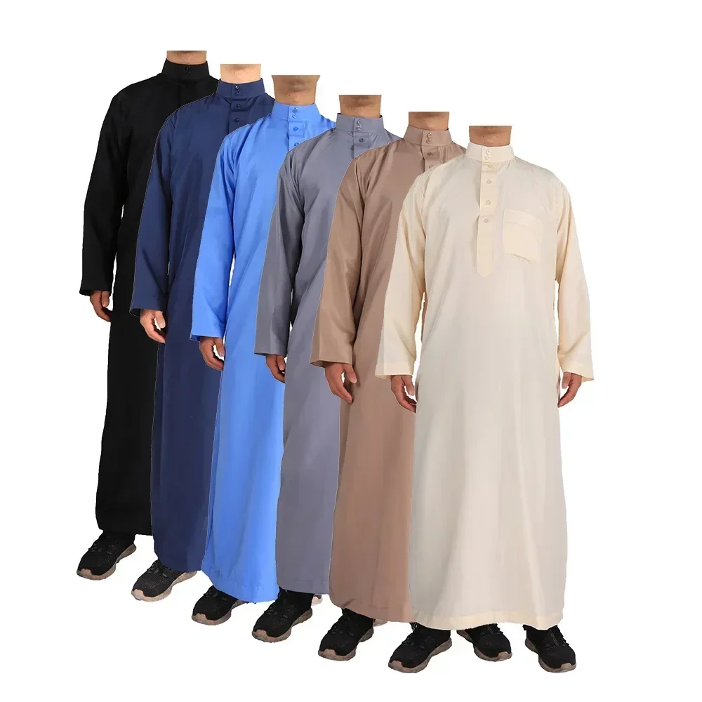 Homens Bordados Longo Robe Kaftan, Eid, Muçulmano, Jubba, Thobe, Arábia Saudita, Abaya, Dubai, Árabe, Turquia, Vestuário Islâmico