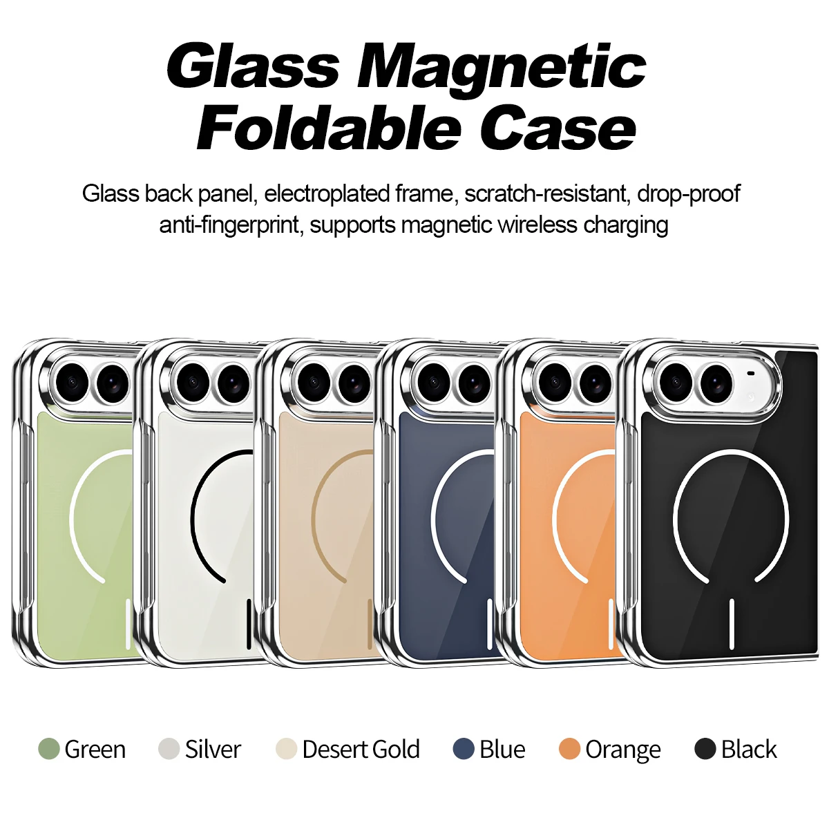 For Iphone Duo Phone Case MagSafe Magnetic Protective Shell Front Protection Glass Film Shockproof Glass Back Panel Cover