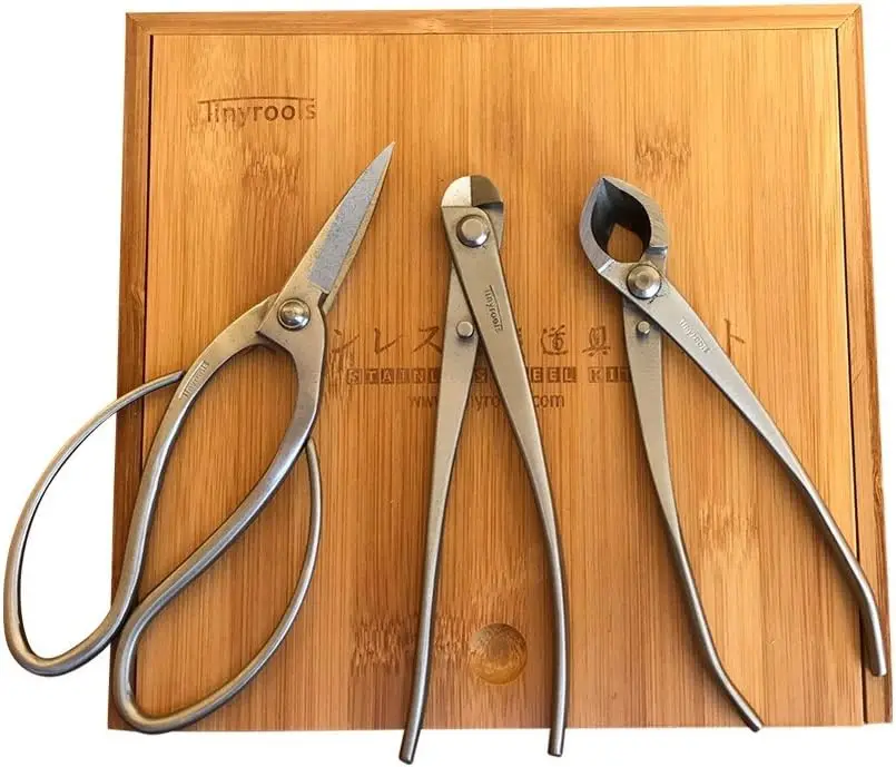 

Tinyroots Bonsai Tool Kit 3Pc - Set Includes: Traditional Butterfly Shaped Bonsai Shears, Concave Cutter, Wire Cutter & Bamboo