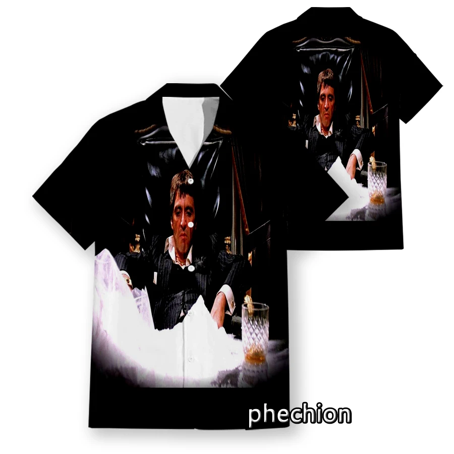 Phechion Hawaiian Short Sleeve Men's Shirt Scarface Funny 3D Printed Casual Shirts Fashion Men Tops W30