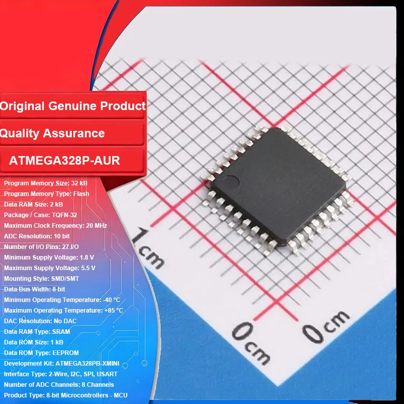 Original New ATMEGA328P-AUR TQFP-32 8-bit Microcontrollers - MCU 20 MHz Integrated Circuit IC Chip for Electronic PCB Board DIY