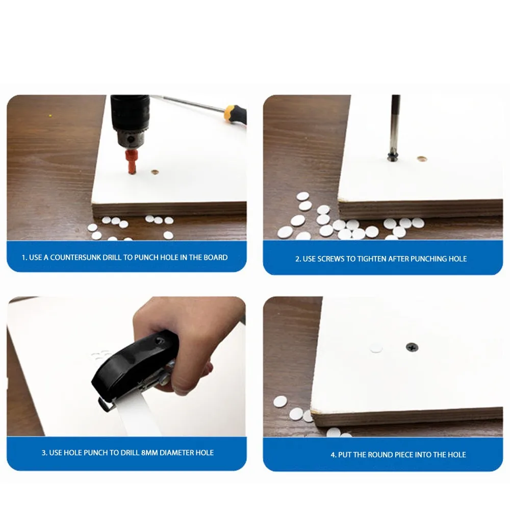 8mm Punch Size Hole Punch Pliers 5 Countersunk Drill Bits Portable Design Single Hole Punch Hand-Held Operation
