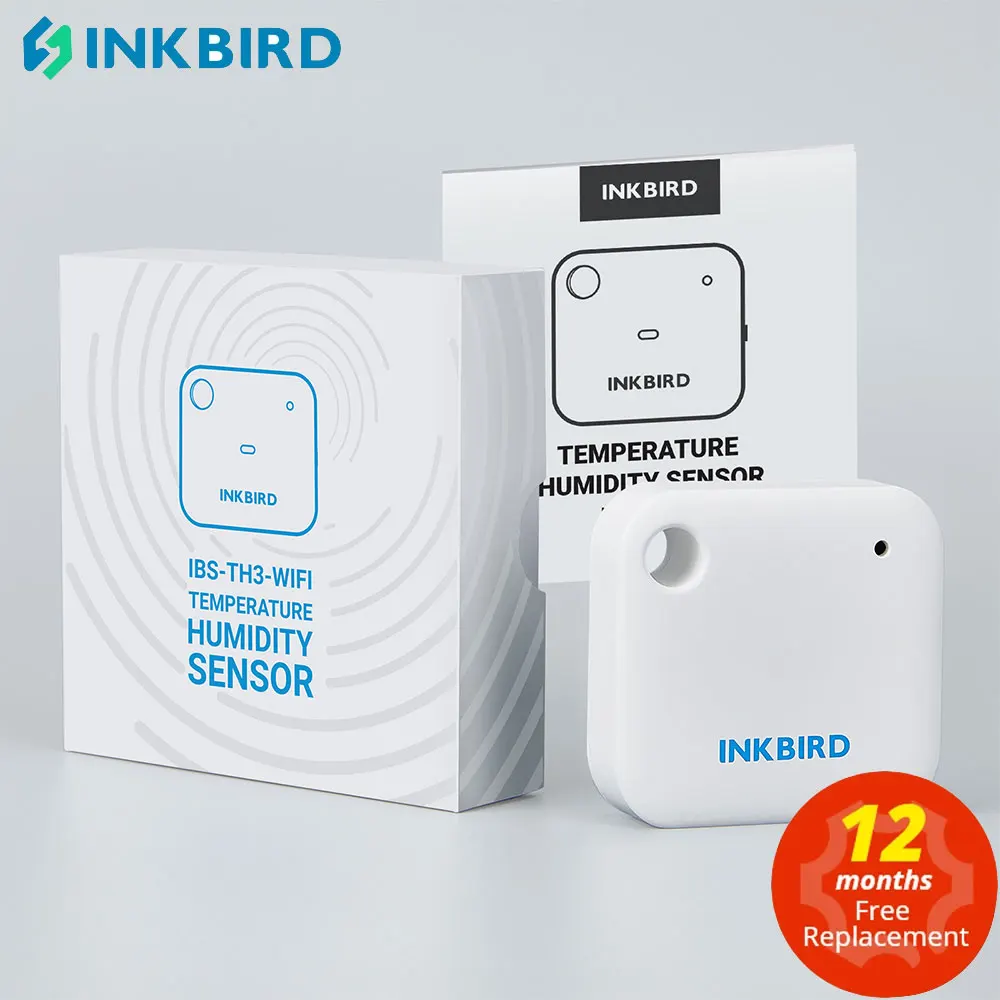 INKBIRD IBS-TH3 Wi-Fi Smart Temperature Humidity Sensor Indoor 2-In-1 Thermometer and Hygrometer for Refrigerators, Wine Cellars