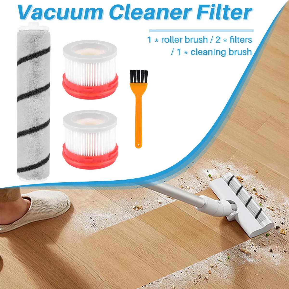 Filter Roller Brush Kit for Xiaomi Dreame V9/V9P/V10 Vacuum Cleaner Parts Cleaning Brush Household Accessories