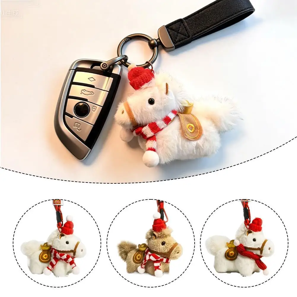 

Милый плюшевый брелок-подвеска в виде пони 2026 года, украшение для сумки в виде лошади с шарфом, подвеска-шарм для сумки на Китайский Новый год, с веревкой
