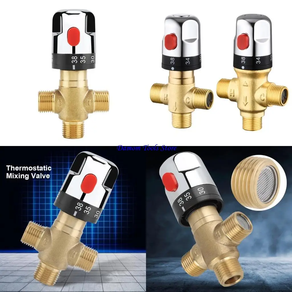 57BE Home Improvement Essential 1/2 Brass Thermostatic Mixing Valves DN15 Simple Installation for Stable Water Temperatures