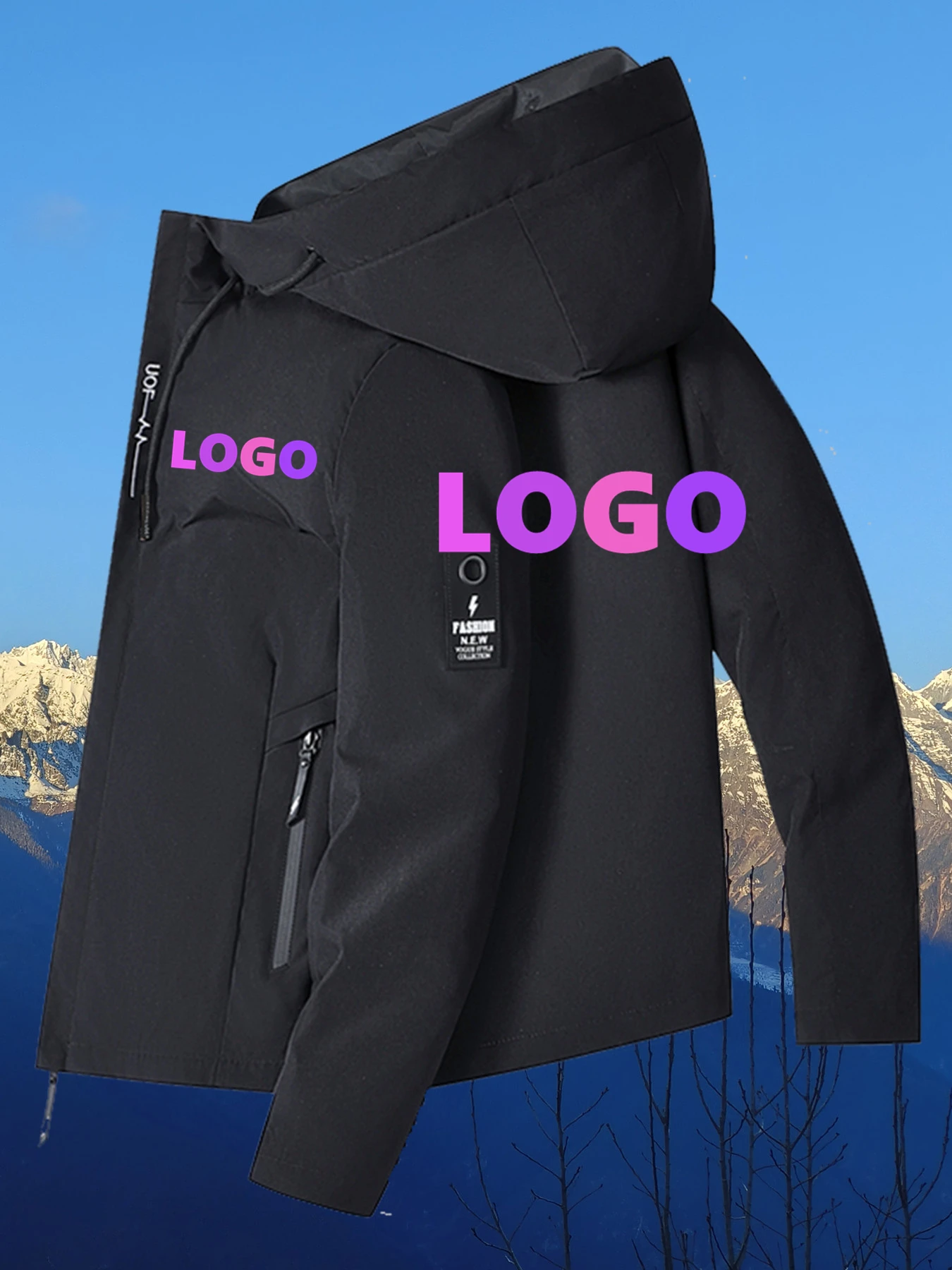 سترة مخصصة للرجال بشعار مخصص - سترة طيران بسحاب كامل مع جيوب بسحاب، معطف بوليستر عالي التحمل للأعمال، Ca #3