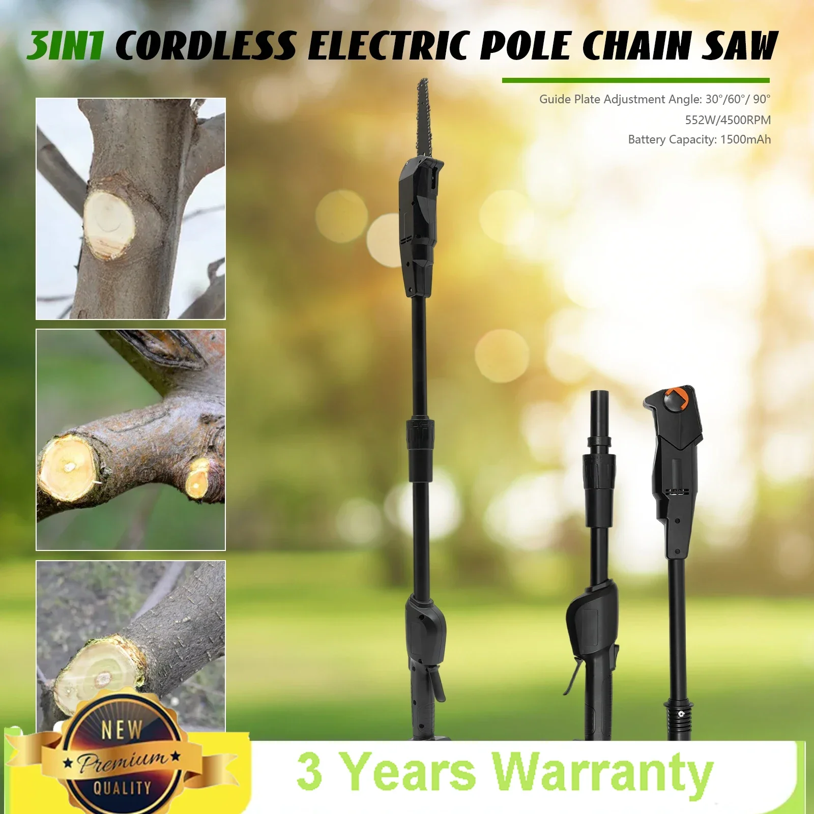 CNCEST High-quality Pole Saw Electric High Branch Saw W/ 1500mah Battery And Standard Charger Low Noise For Gardens,Farms,Parks