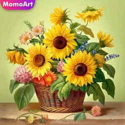 Momoart New 2023 Diamond Mosaic Sunflower Picture Rhinestones 5D DIY Painting Vase Embroidery Flower Decor for Home