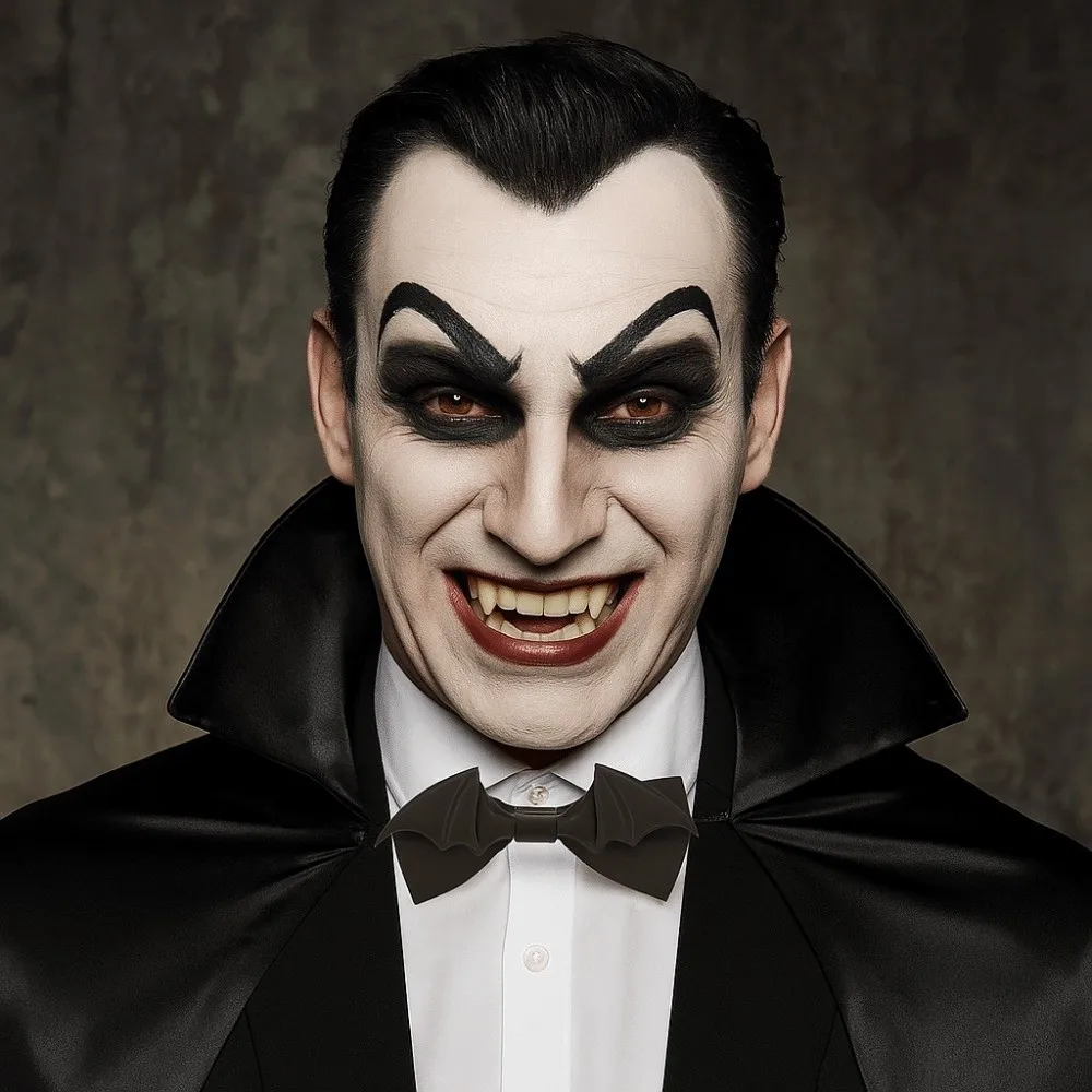 Klasyczna krawatka męska na Halloween z miękkiej skóry PU, regulowana, z motywem nietoperza, kreatywna czarna krawatka do garnituru, akcesoria.