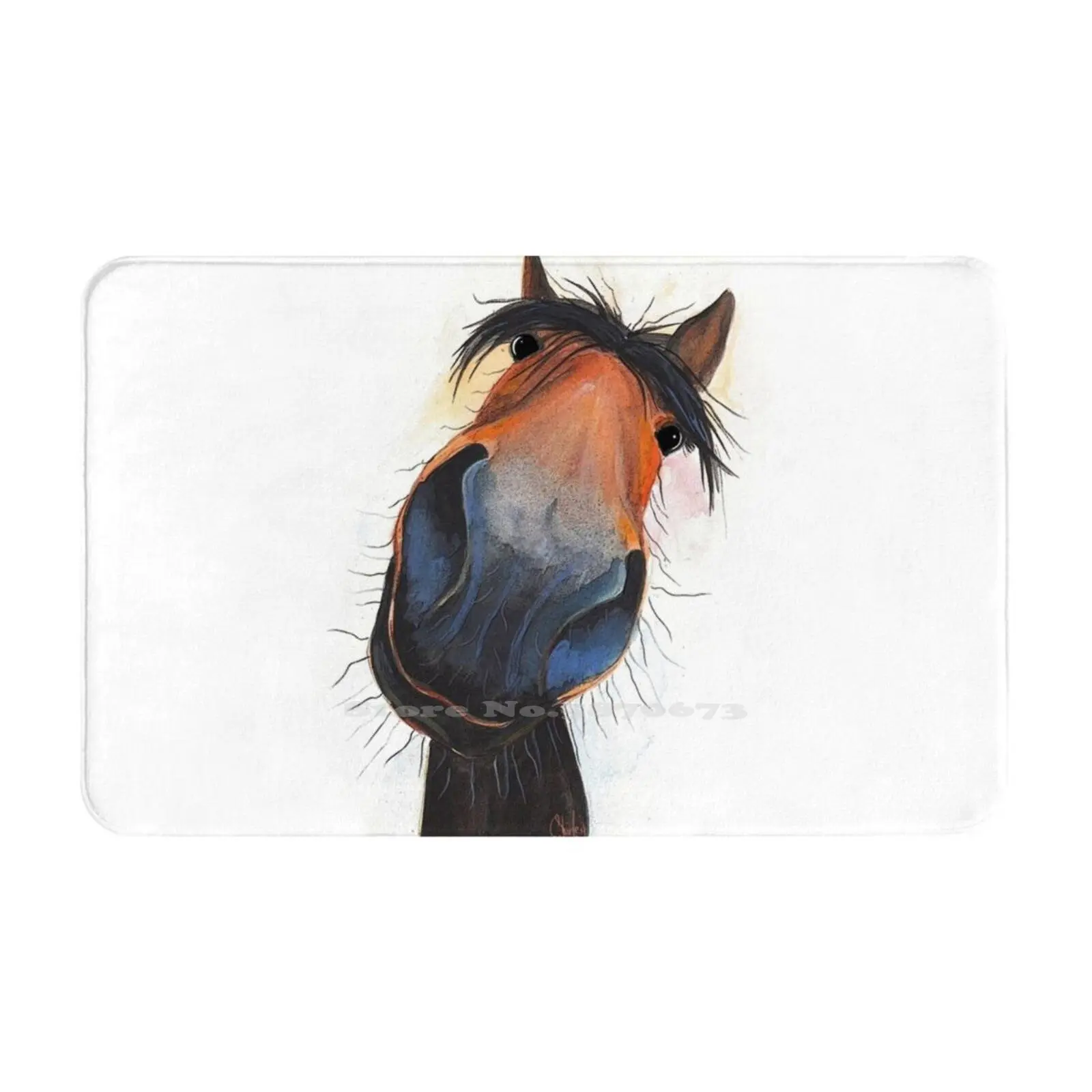 Horse Print 'Happy Dave' By Shirley Macarthur Soft Cushion Car Home Carpet Door Mat Horse Art Equestrian Art Riding Nursery