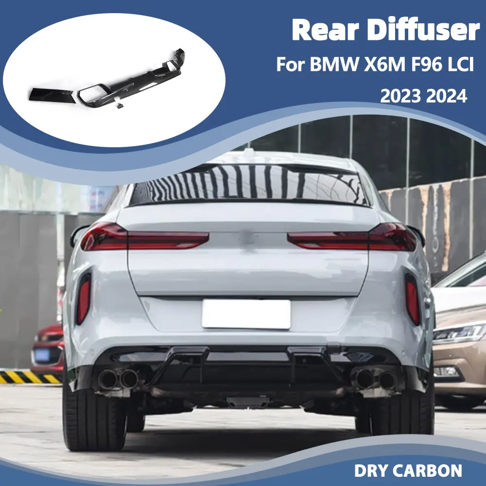 

Задний диффузор из сухого углерода для BMW X6M F96 LCI 2023 2024, диффузор заднего бампера, фартук, разветвители, 4 шт.