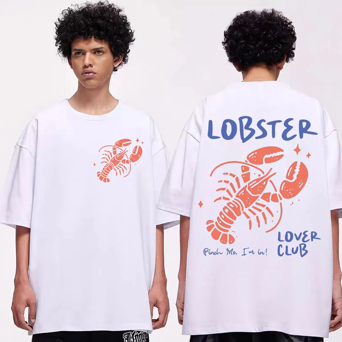 

Lobster Lover Club T-shirt Funny Summer Beach Short Sleeve T Shirt Men's Women's Fashion Casual Oversized T-shirts Streetwear