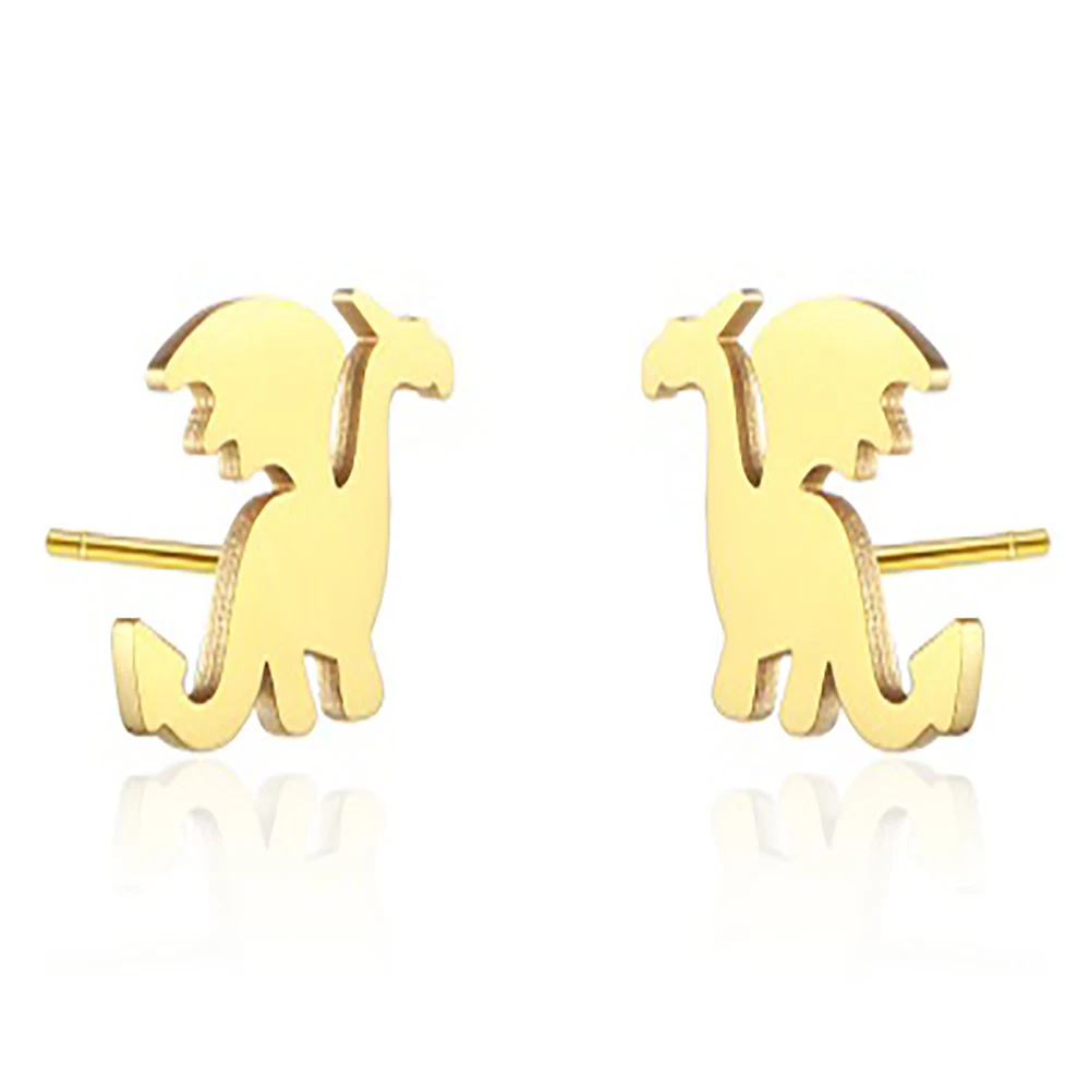 Stainless Steel Dinosaur Reptile Crawl Animal Delicate Stud Earrings Jewelry Gift For Women