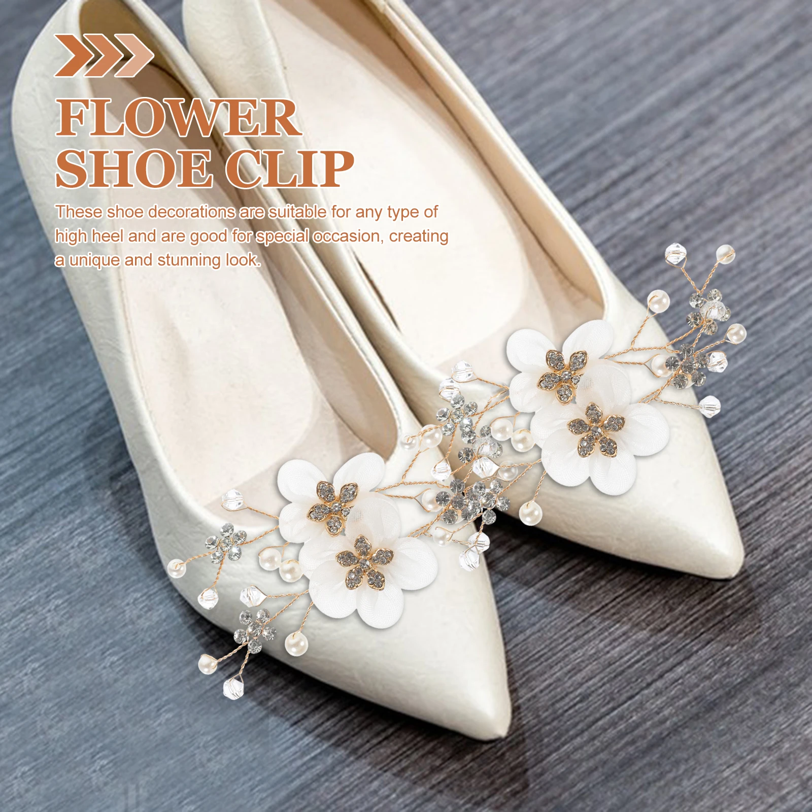 

2 Pcs European and Decorative Wedding Shoes Bride Copper Wire Flower Decoration