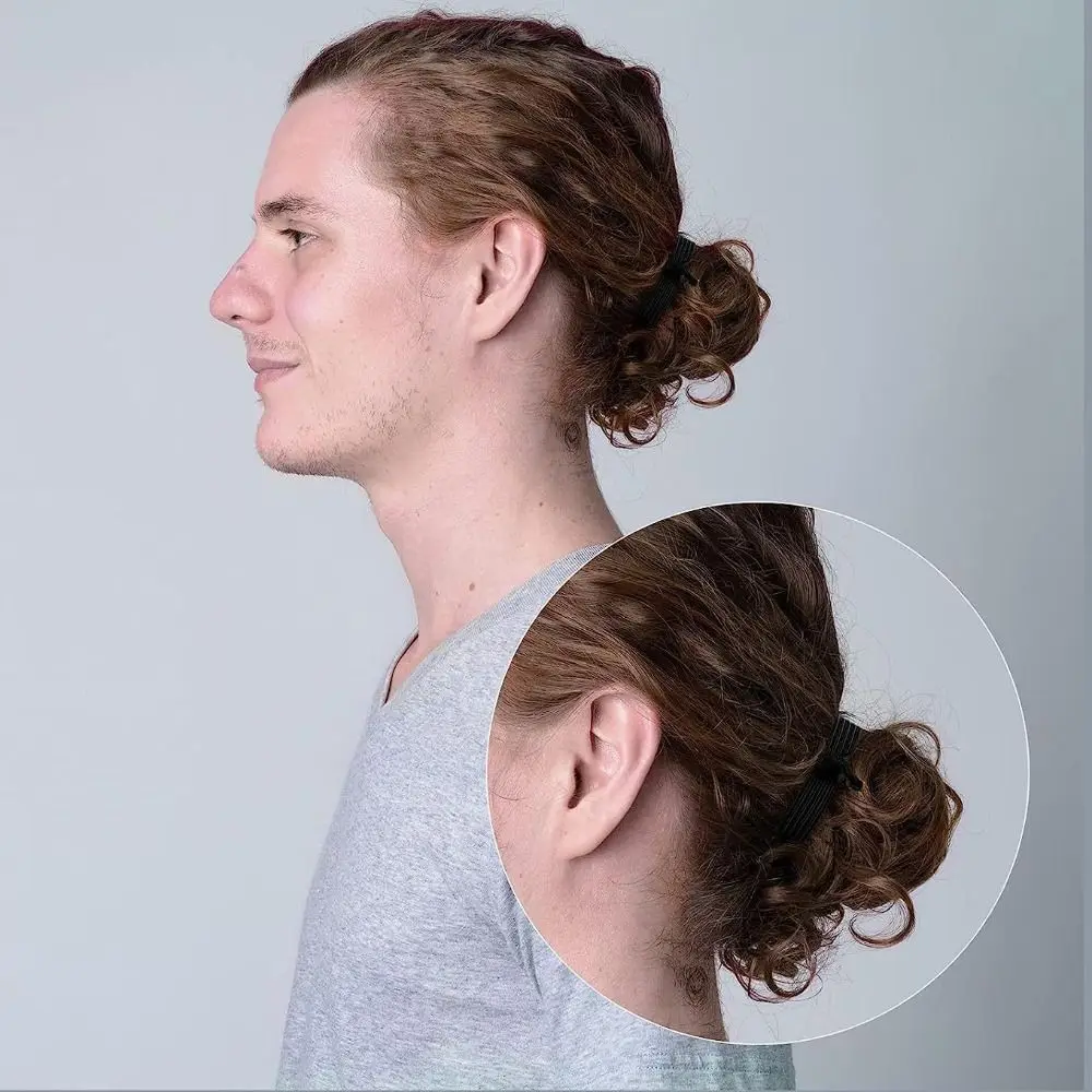 6 sztuk/zestaw płaskich, wiązanych akcesoriów do włosów z lat opaska do włosów brak uszkodzeń elastyczne gumki do włosów solidne męskie włosy kok opaska do włosów