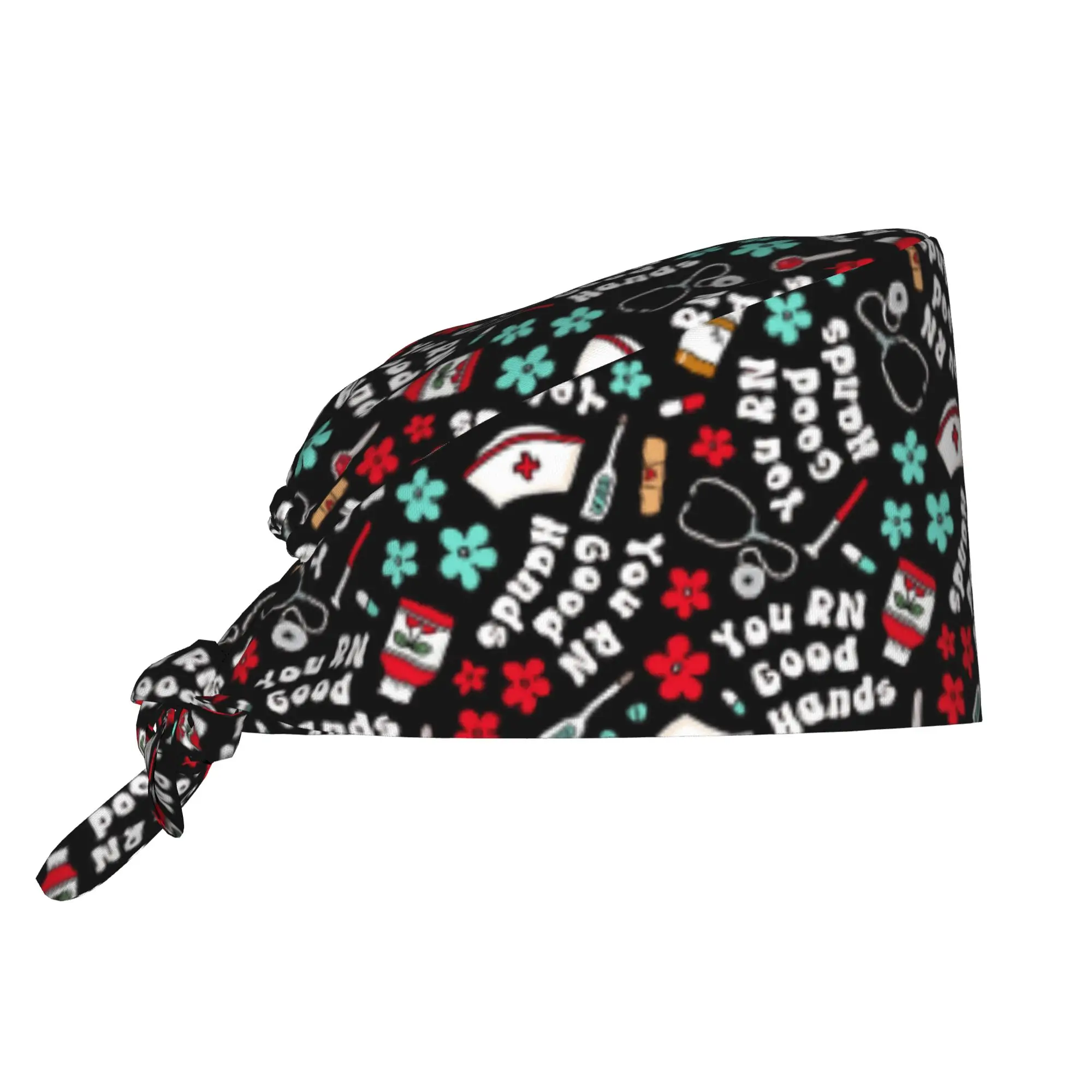 NurseYou RN Good Hands  Scrubs Cap Surgical Hats Men Women Nursing Floral  Operating Room Cap Nursing Cap Lab Works Hat