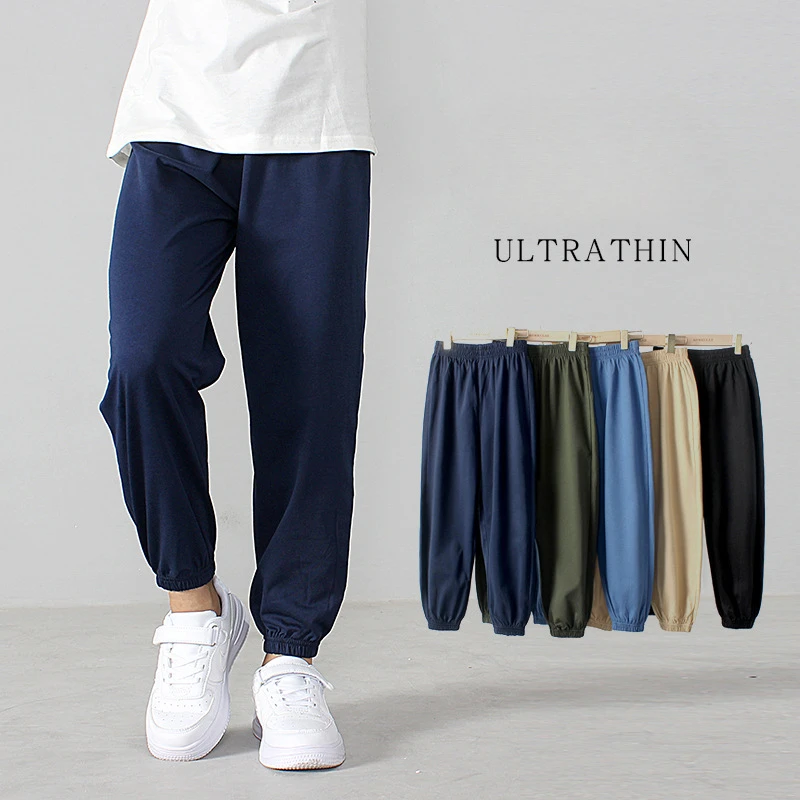 Summer Teenage Children's Casual Pants Thin Anti-mosquito Cotton Kids Sport Pants School Girls Boys Trousers 8 10 12 13 Years