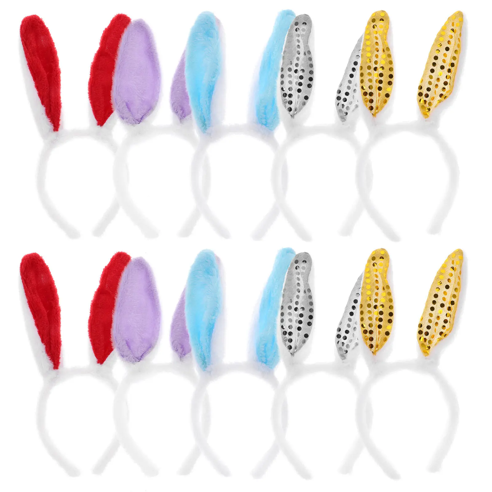 

10Pcs Rabbit Ears Headbands Lightweight Comfortable Hair Hoops Easter Party Hair Decoration Kids Girls Headwear