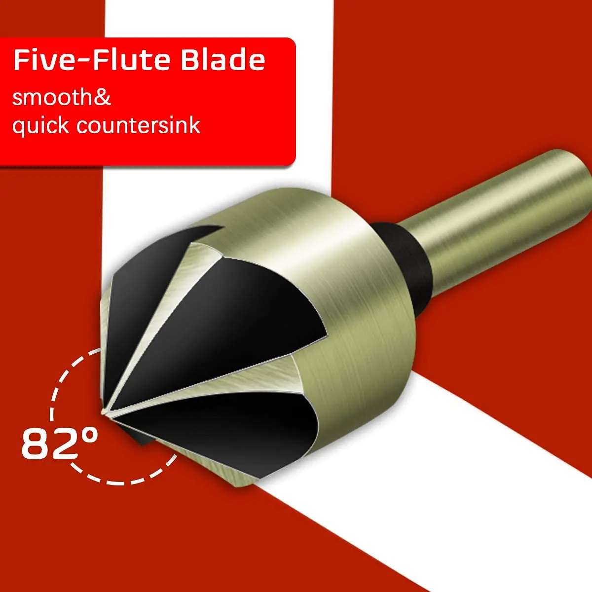5pcs HSS 1/4" Hex Shank M2 82 Degree Point Angle Chamfer Countersink Drill Bit Set Flute Wood Chamfering Cutter 6mm-19mm