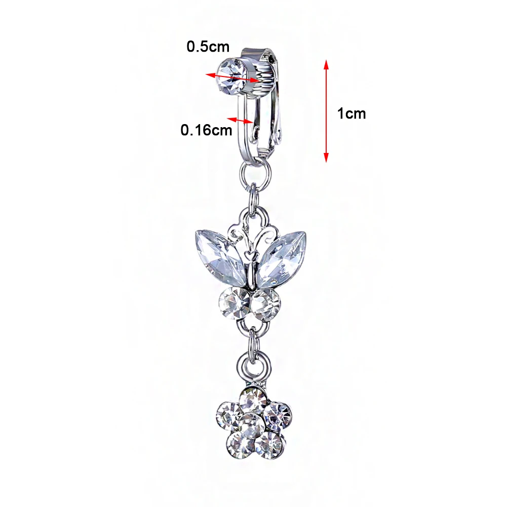 Body Piercing Drop Dangle Body Belly Piercing Fake Belly Piercing Jewelry Butterfly Clip Navel Ring Fake Belly Button Ring
