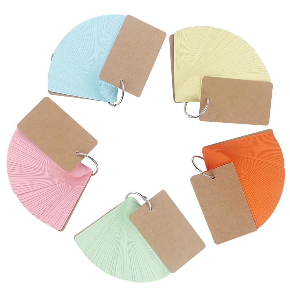 5 Pcs Flash Card Loose-leaf Book Pre Hole Punched Index Cards Note Blank Words Flashcards Memory