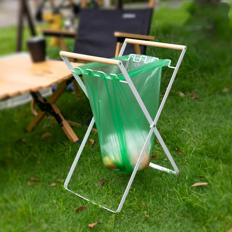 Outdoor Portable Folding Garbage Rack Camping Picnic Stainless Steel Garbage Bag Holder Storage And Sorting Plastic Bag Hanger