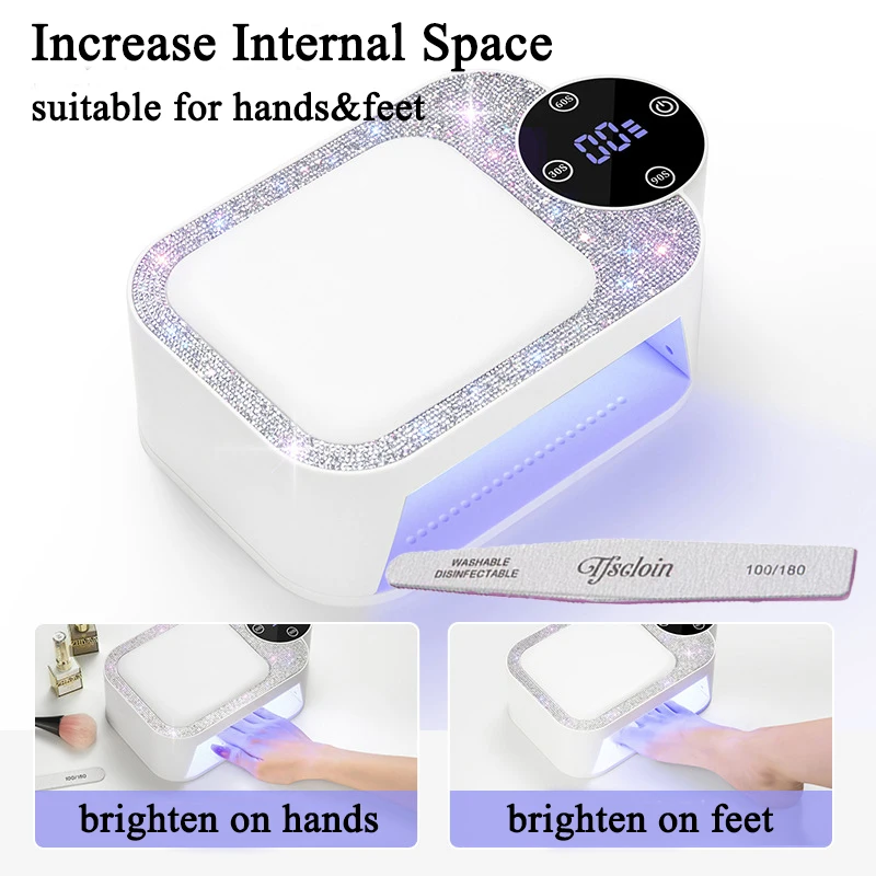 مجفف مصباح الأظافر القابل لإعادة الشحن لعلاج جميع طلاء الأظافر الجل وأضواء الأظافر القوية مع وسادة اليد أداة صالون مانيكير وباديكير