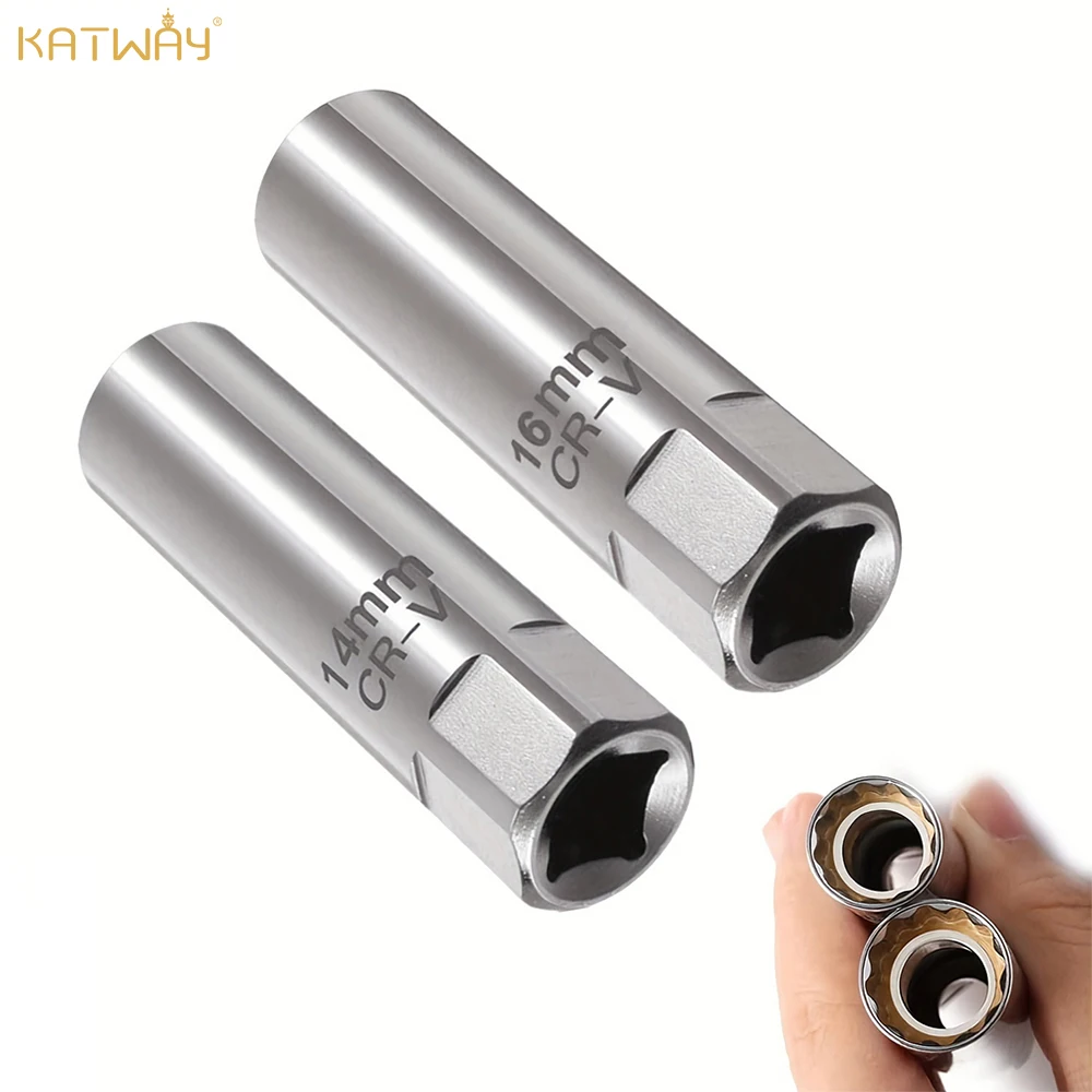 KATWAY Spark Plug Socket Wrench Adapter 14/16mm Install Replace Repair Kit Torque Magnetic Removal Tool AUTO Gap Key HH-AA134