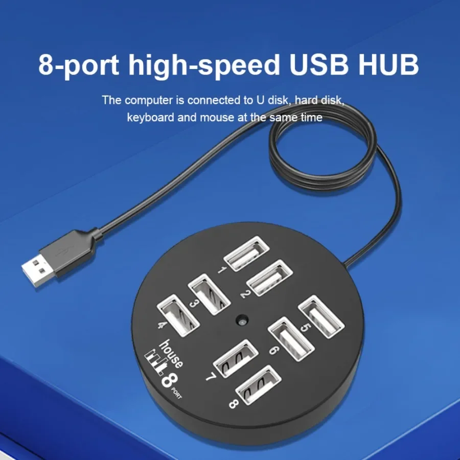 USB-HUB-Dockingstationen, 4/8-Port-Mehrfach-USB-2.0-Hub, Hochgeschwindigkeits-OTG-HUB, tragbarer USB-Splitter für Macbook, Laptops und PCs. – Detail 1
