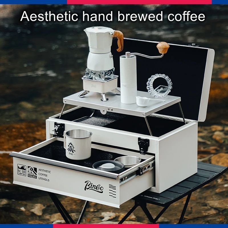 

Двойной клапан, кофеварка, кофеварка, набор для кемпинга, подарочный набор для эспрессо, складной портативный уличный кемпинг