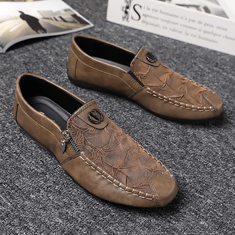 Men's Loafers Comfortable Pu Leather Casual Shoes Man Moccasins Luxury Designer Shoes For Men Driving Shoes Flat Slip-on Shoes
