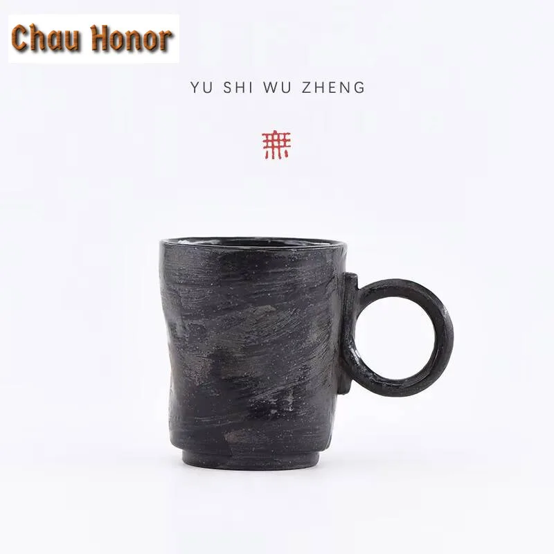 

180ml Wabi-sabi Style Stoneware Mug Japanese Zen Ceramic Cup Milk Cup Retro Latte Art Coffee Cup Handmade Water Jug Drinkware