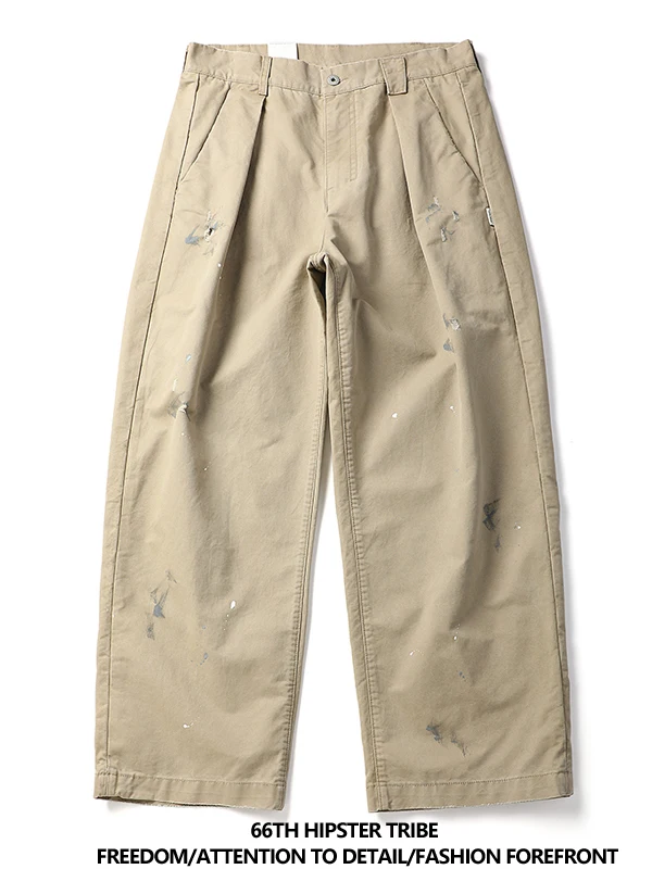 

Men's Retro Cotton Straight Leg Casual Pants Loose Fit Summer Trendy Workwear Trousers Versatile Comfortable mid Waist Zipper