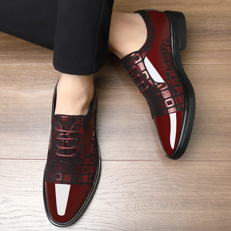 New British Men's Designer Glitter Pu Leather Oxford Formal Shoes 2023 Male Wedding Homecoming Shoes Sapato Social Masculino