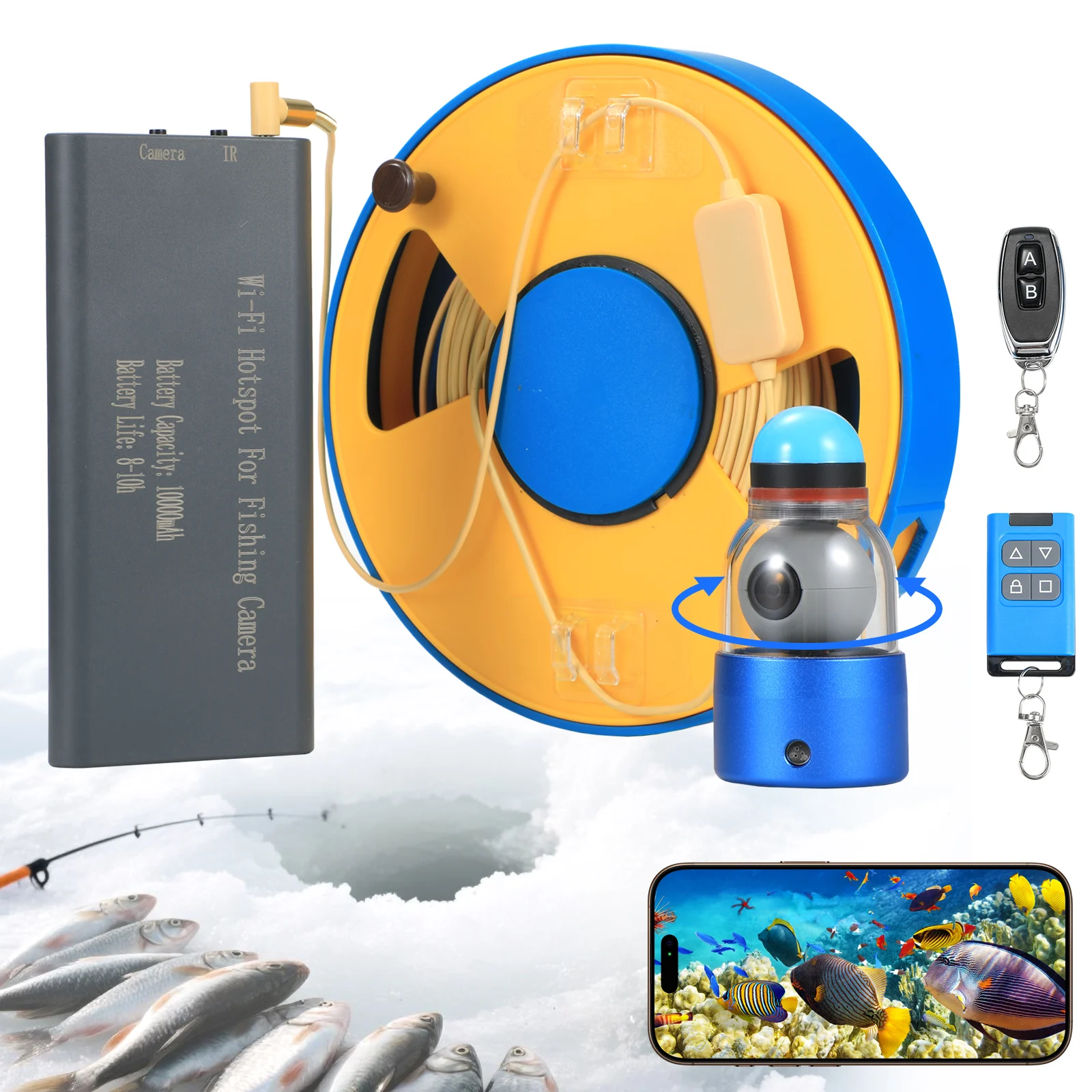 

WIFI Portable 360 Degree Rotatable Underwater Fishing Camera with Infrared Night Vision 30m Cable 5 Inch LCD for Outdoor Fishing