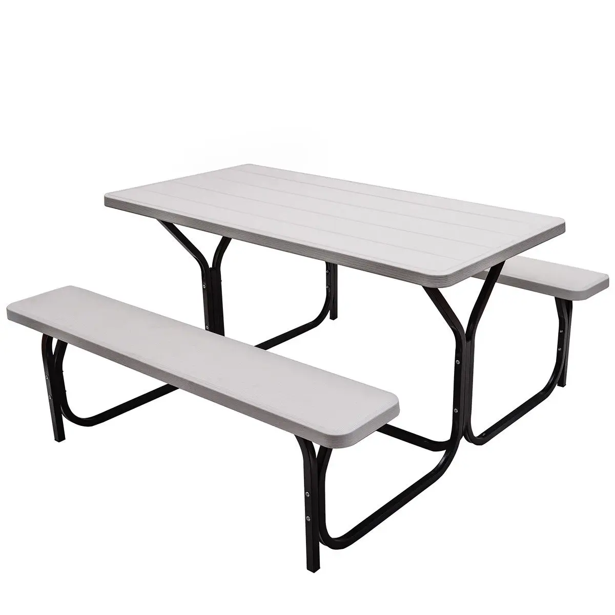 Picnic Table Bench Set Outdoor Backyard Patio Garden Party Dining White