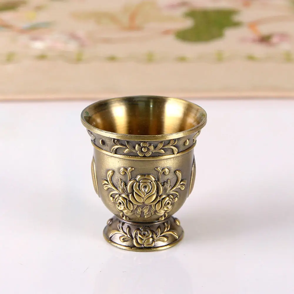 Luxury Retro Metal Tea Cup Bronze Dragon Phoenix Embossed Wine Vessel Chinese Style Gift For Tea Collectors