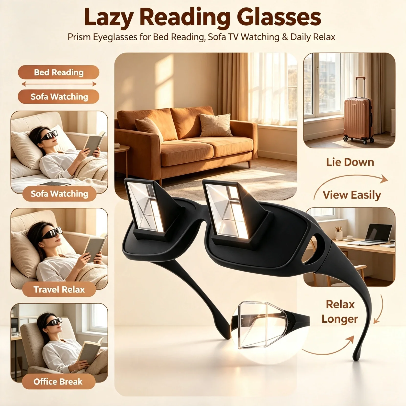 90 90 Degree Prism Glasses for Lying Down, Lazy Readers Periscope Spectacles, Horizontal Bed Reading & TV Watching - Aliexpress Deal