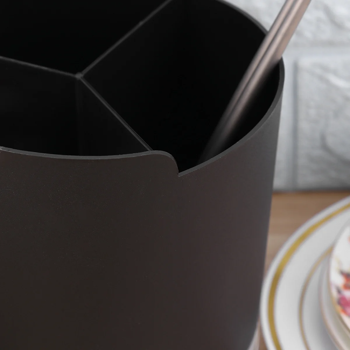 

3-Compartment Kitchen Utensil Organizer Stainless Steel Flatware Drainer Straws Holder Stylish Counter Top