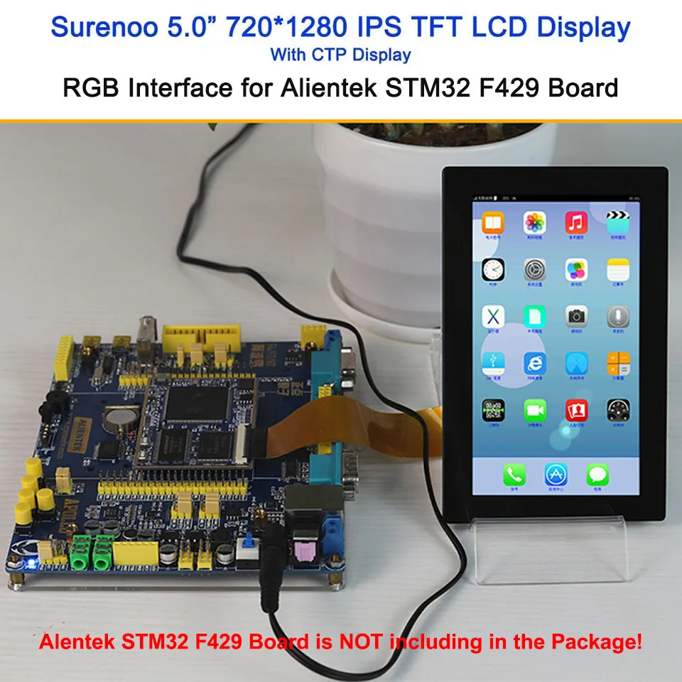 IPS LCD Module Display Monitor Screen com CTP Painel de Toque Capacitivo, Placa Alientek STM32, 5.0 ", 720x1280, TFT Paralelo