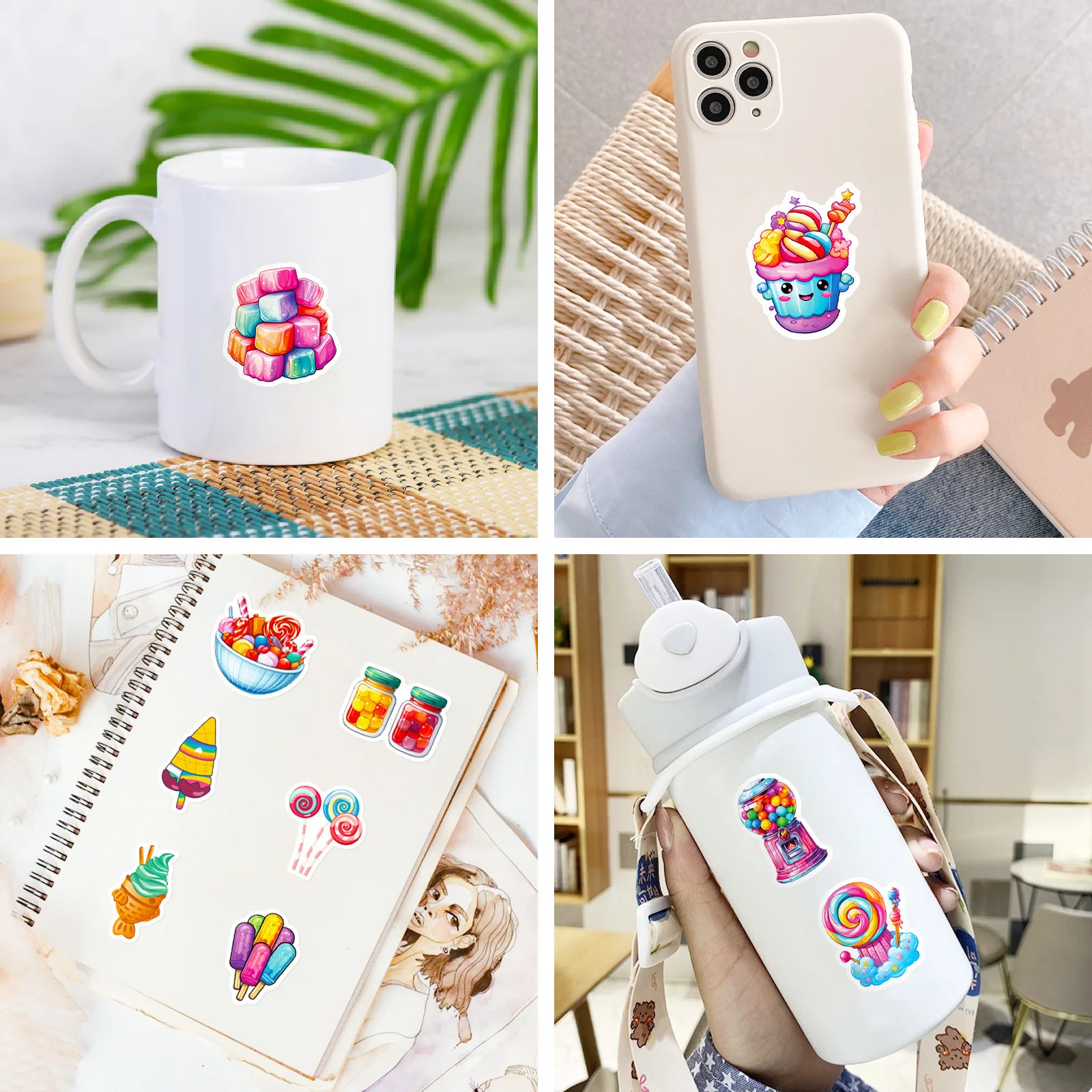 10/30/50PCS Cute Rainbow Candy Colorful Decoration Scrapbooking PVC Sticker Aesthetic Korean Stationery School Supplies for Kids image 5