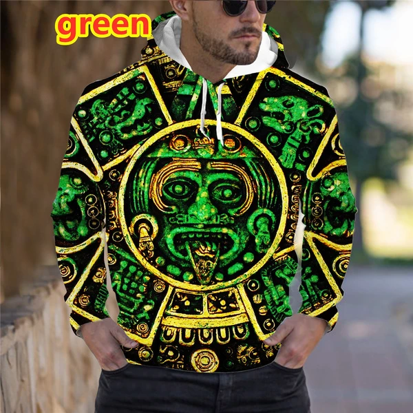 Aztec Print Hoodie Men Aztec Print Sweatshirt Aztec Calendar Hoodie 3d Printed Aliexpress