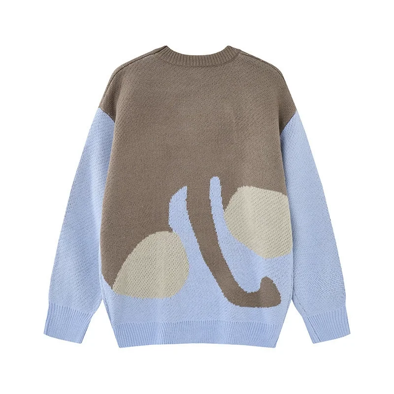 Cartoon Cat Graphic Knitted Sweater Men Oversized Hip Hop Streetwear Hip Hop Pullover Sweaters Loose Casual Sweaters Jumper Tops