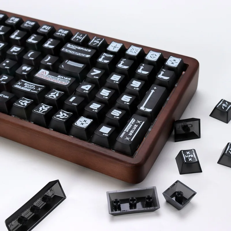 

Оригинальные прозрачные колпачки для клавиш с высокой черной туманной тематикой Crisis, механическая клавиатура, PBT Cherry Profile, индивидуальный 141-клавишный полный комплект