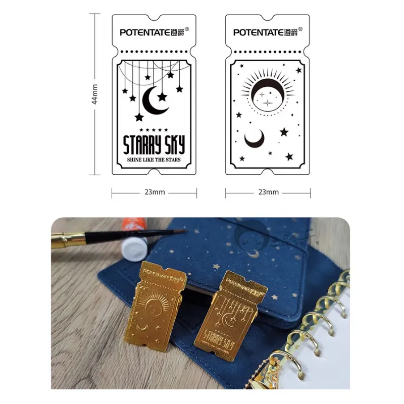 1PC Deluxe Vintage Brass Clip Heavy Metal Binder Paper Clamps Double-sided Pattern for Office Kitchen, Drawing Board, Art Crafts