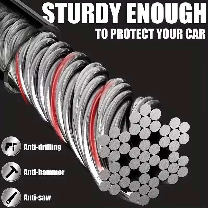 Car Steering Wheel Lock With Seat Belt Socket Steel Rope For Truck SUV Van RV With 3 Keys Universal Anti Theft Protection Device