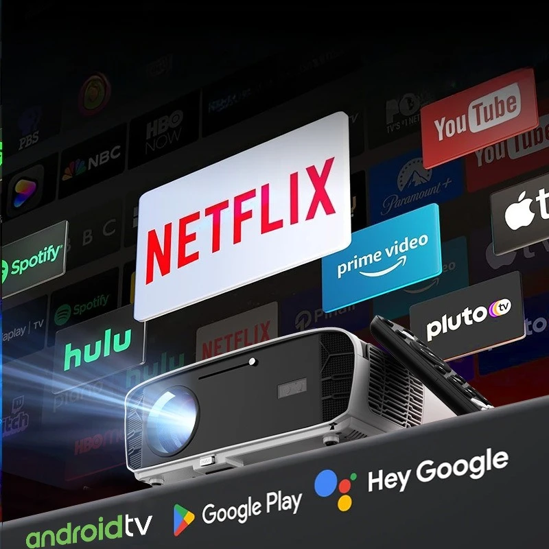 Nuevo Proyector LCD de Alto Lumen con Android 14 para Google TV y Netflix, Compatible con 1080P y 4K, Cine en Casa, Portátil, Enfoque Automático, Keystone