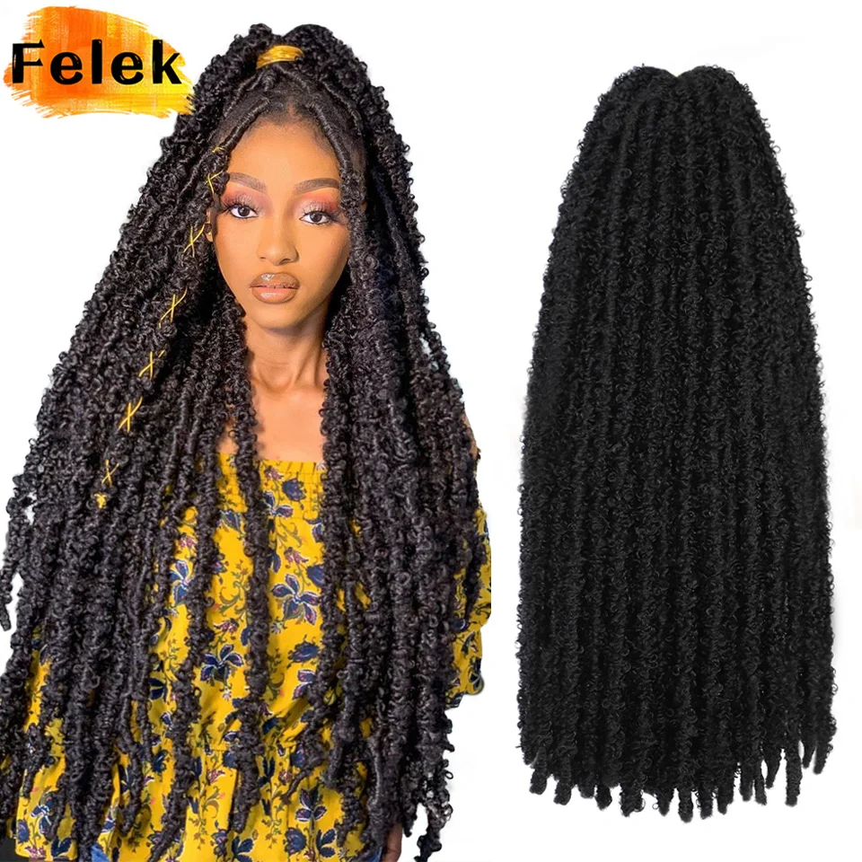 

24 36 Inch Long Distressed Braids Hair Synthetic Pre Looped Butterfly Locs Crochet Braids Extensions For Afro Women Faux Locks